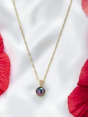 Black Pearl Cubic Zirconia Necklace